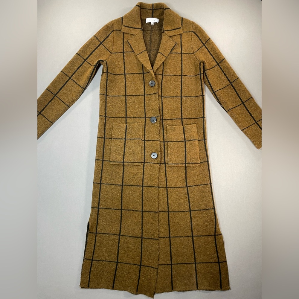 John + Jenn Long Button-Front Sweater Jacket/Coat, Windowpane - Womens Small - Picture 8 of 16